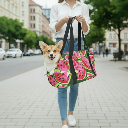 Bolsa bandolera portátil para perros y gatos pequeños: bandolera transpirable con diseño de sandía