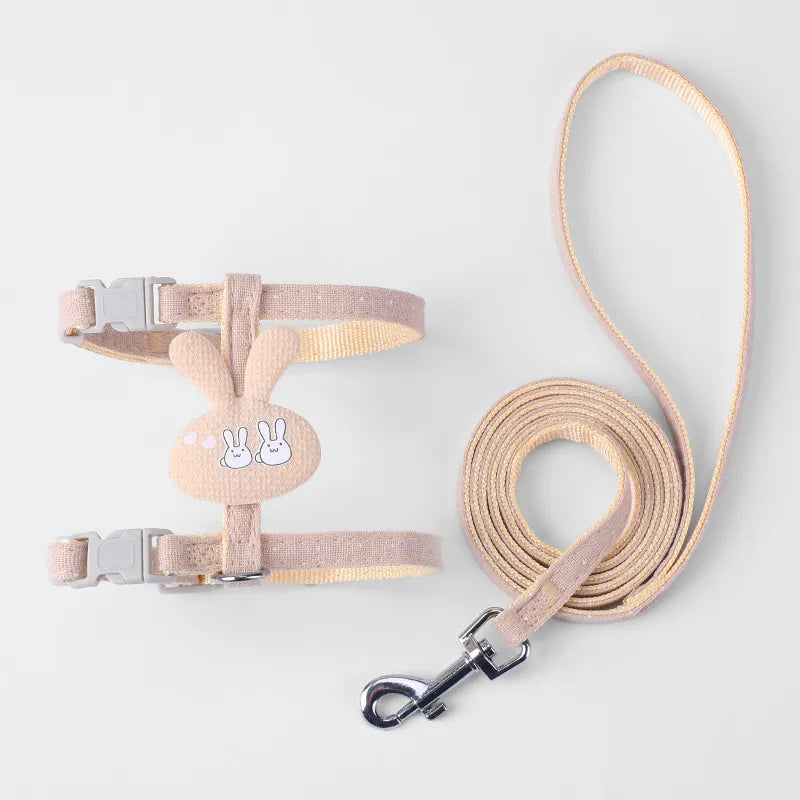 Verstellbares Katzengeschirr mit Leine – Cartoon-Design für Kätzchen & Welpen