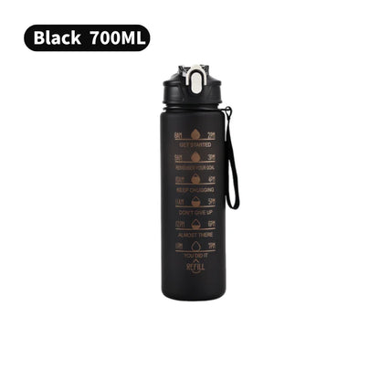 Gradient Sport-Trinkflasche 1L mit Strohhalm & Zeitmarkierung – Farbverlauf Design