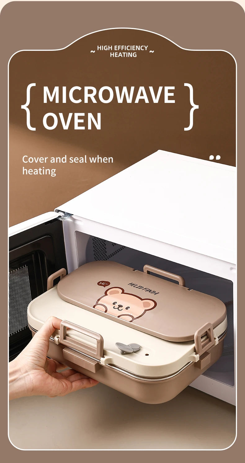 Edelstahl Lunchbox 4-Fächer mit Besteck – Auslaufsicher für Kinder & Schule