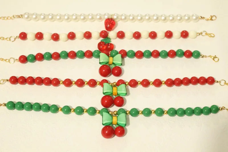 Perlen-Halsband für Haustiere – Handgefertigt, Kirsch-Design für Hunde & Katzen