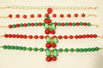 Perlen-Halsband für Haustiere – Handgefertigt, Kirsch-Design für Hunde & Katzen