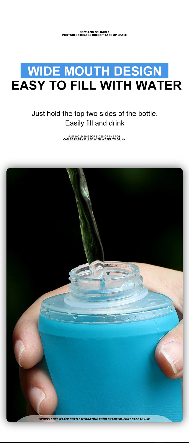 Sport TPU Faltflasche 250ml/500ml - Ultraleicht für Laufen, Marathon & Outdoor - 8 Farben