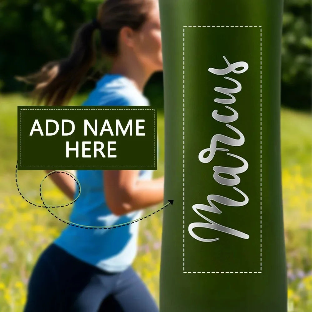 Personalisierbare Edelstahl-Thermoflasche mit Strohhalm - Isoliert für heiß & kalt - Mit Namensgravur