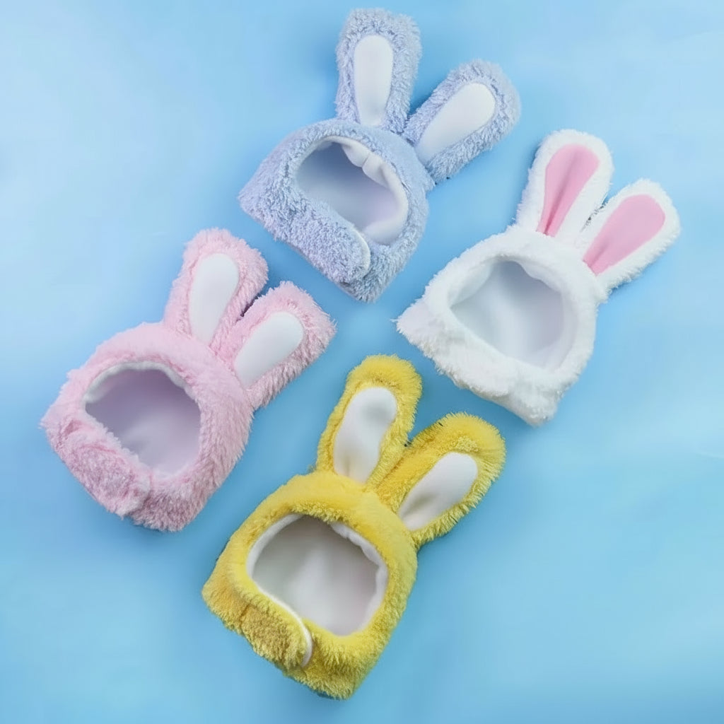 Katzen & kleine Hunde – Plüsch-Hasenohren Mütze, verstellbar