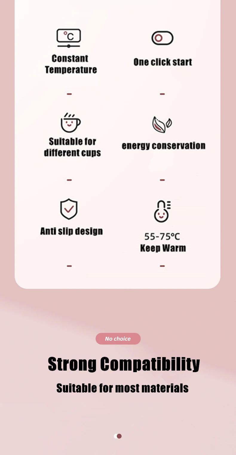 Calentador de tazas USB - Mantiene las bebidas a 55 °C - 3 configuraciones de temperatura