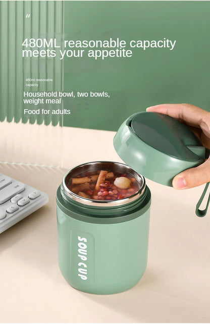 Thermische Edelstahl Lunchbox - Doppelwandig isoliert für Büro & Schule