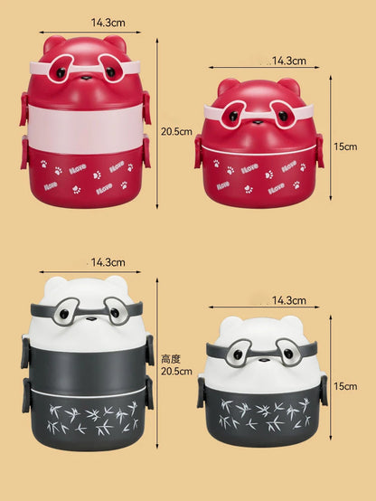 Bento Lunchbox mit Bären-Design - Japanische Lunchbox mit Löffel