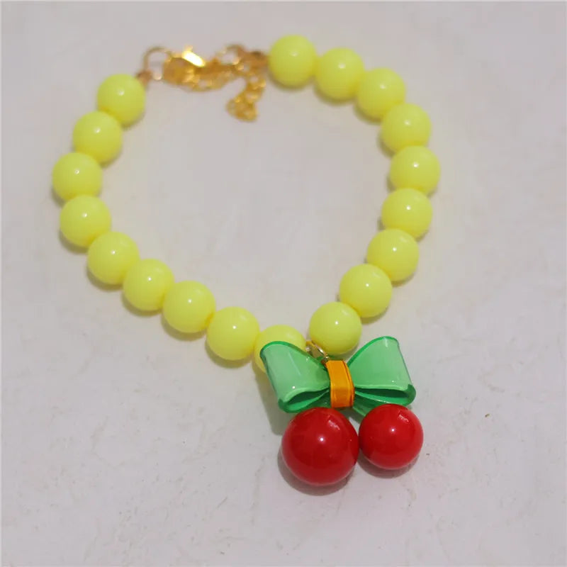 Perlen-Halsband für Haustiere – Handgefertigt, Kirsch-Design für Hunde & Katzen