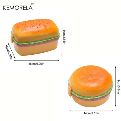 Lonchera creativa de doble capa con aislamiento para hamburguesas, portátil, apta para uso alimentario, para estudiantes y niños, apta para microondas.