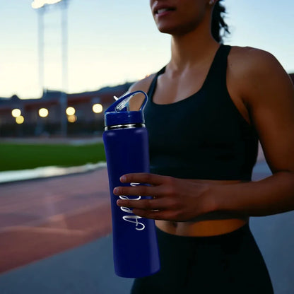 Personalisierbare Edelstahl-Thermoflasche mit Strohhalm - Isoliert für heiß & kalt - Mit Namensgravur