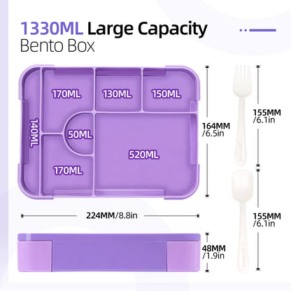 Bento Lunchbox 1330ml - Auslaufsicher mit Fächern für Büro & Schule