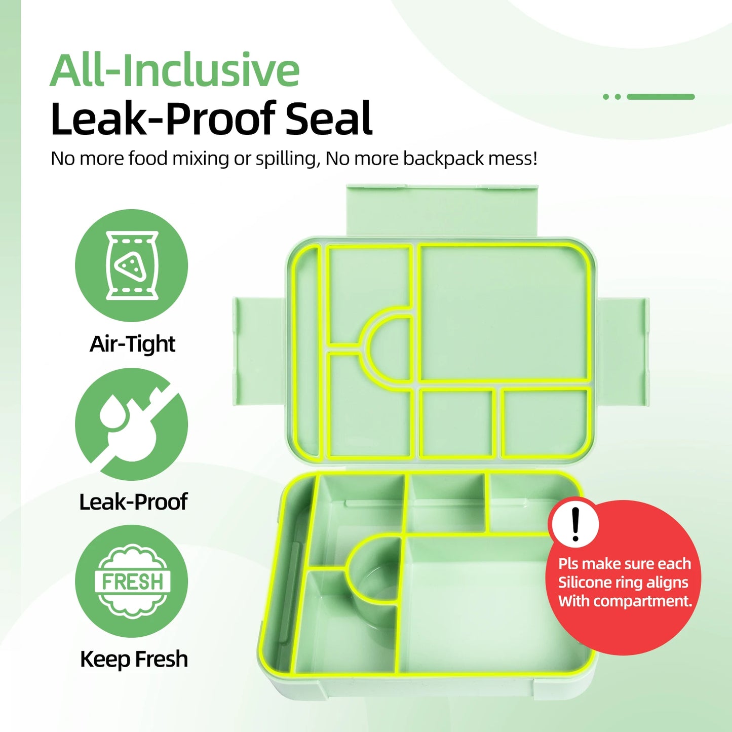 Bento Lunchbox 1330ml - Auslaufsicher mit Fächern für Büro & Schule