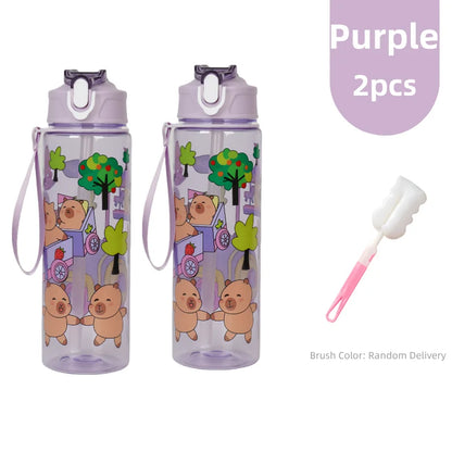 Kinder Trinkflasche 800ml mit Strohhalm – Auslaufsicher & BPA-frei | Cartoon Design