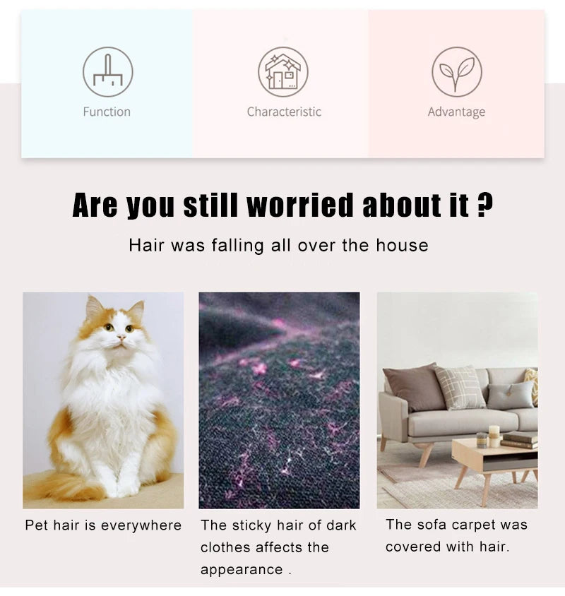 2-in-1 Pet Hair Remover Lint Roller - Reusable &amp; Self-Cleaning for Clothes &amp; Furniture