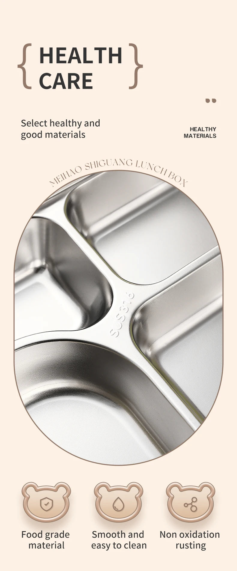 Edelstahl Lunchbox 4-Fächer mit Besteck – Auslaufsicher für Kinder & Schule