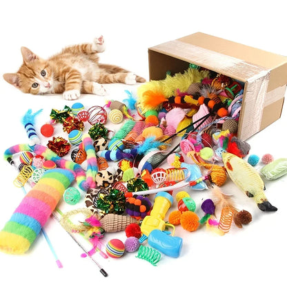 Katzenspielzeug Set 56/28/14 Teile - Bunte Mischung aus Plüsch & Plastik für Mehrere Katzen