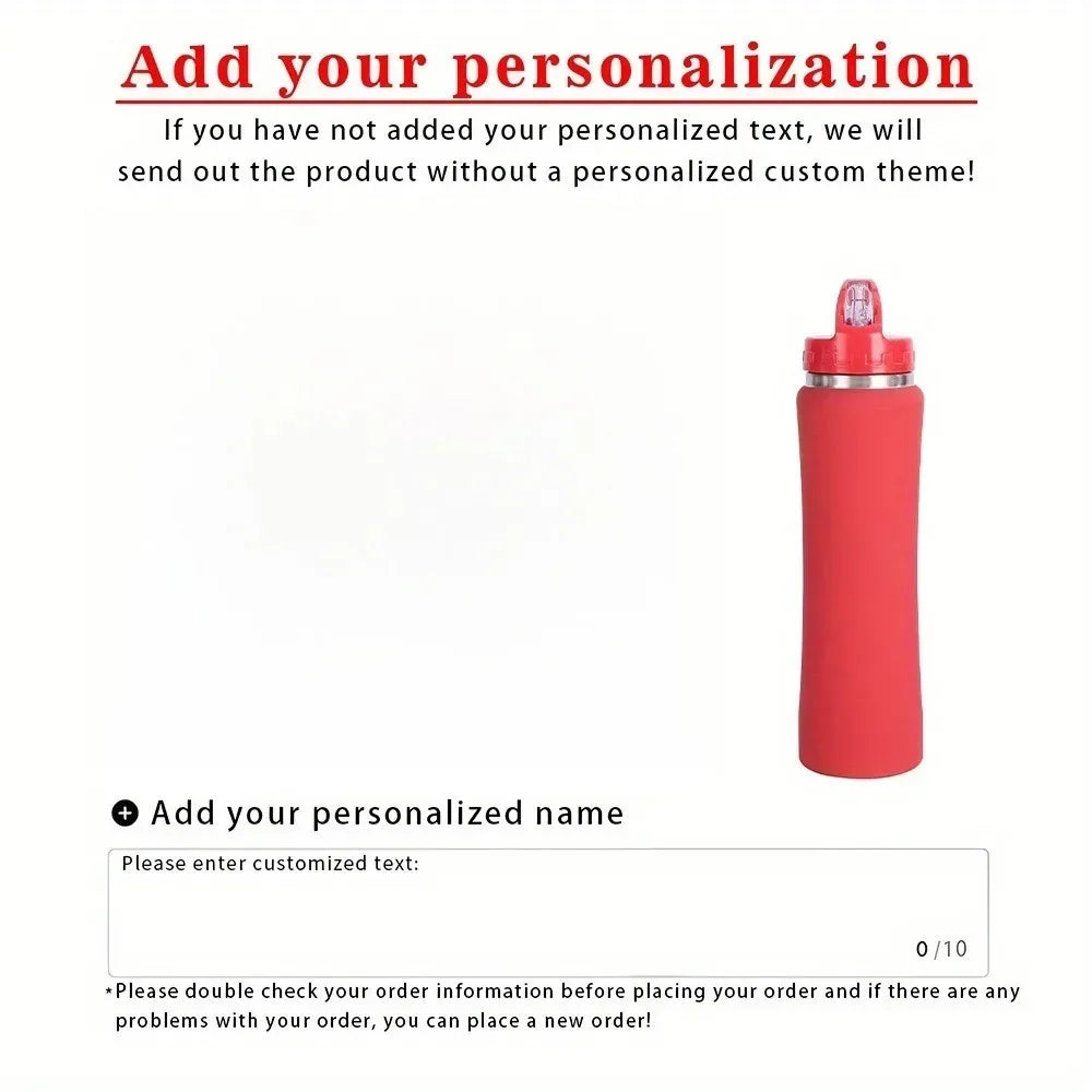 Personalisierbare Edelstahl-Thermoflasche mit Strohhalm - Isoliert für heiß & kalt - Mit Namensgravur