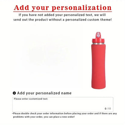 Personalisierbare Edelstahl-Thermoflasche mit Strohhalm - Isoliert für heiß & kalt - Mit Namensgravur