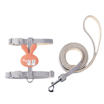 Verstellbares Katzengeschirr mit Leine – Cartoon-Design für Kätzchen & Welpen