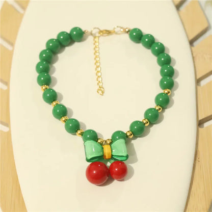 Perlen-Halsband für Haustiere – Handgefertigt, Kirsch-Design für Hunde & Katzen