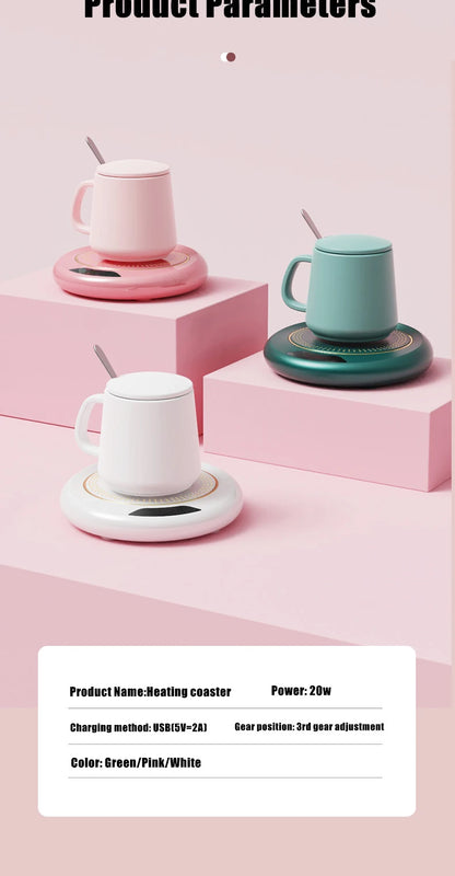 Calentador de tazas USB - Mantiene las bebidas a 55 °C - 3 configuraciones de temperatura