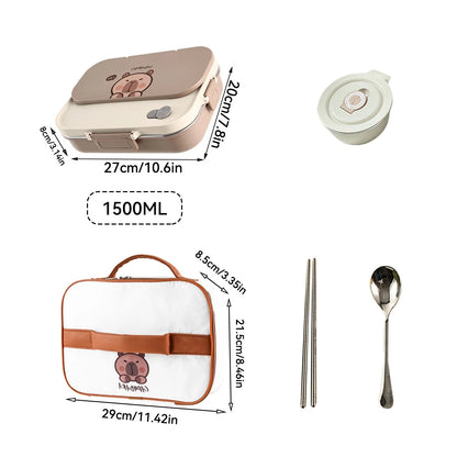 Edelstahl Lunchbox 4-Fächer mit Besteck – Auslaufsicher für Kinder & Schule