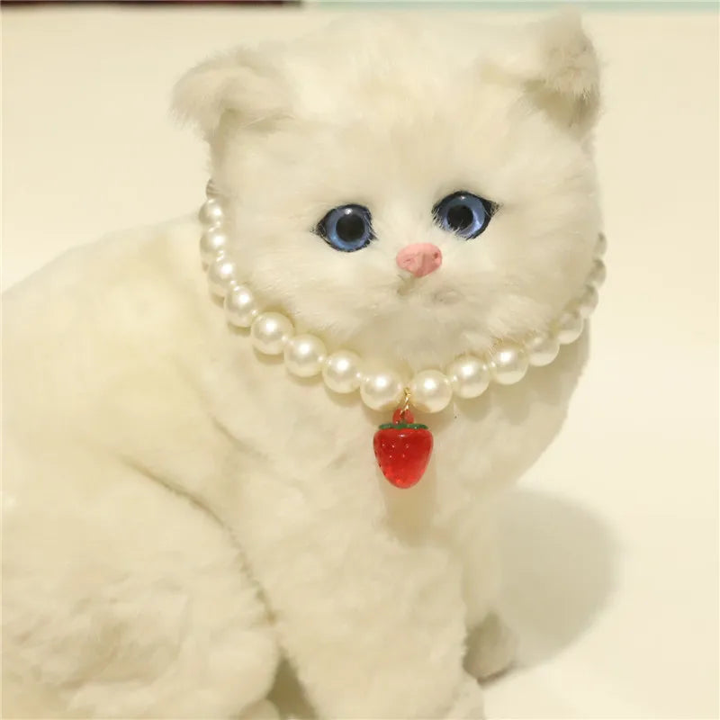 Perlen-Halsband für Haustiere – Handgefertigt, Kirsch-Design für Hunde & Katzen