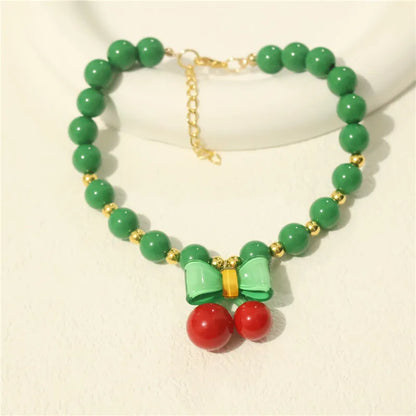 Perlen-Halsband für Haustiere – Handgefertigt, Kirsch-Design für Hunde & Katzen