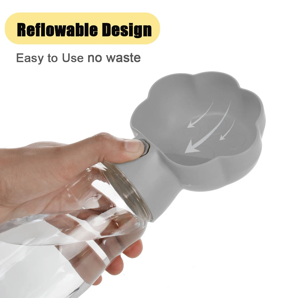 2-in-1 Hunde Wasserflasche mit Futterbehälter – Tragbare Auslaufsichere Outdoor Trinkflasche für Hunde & Katzen