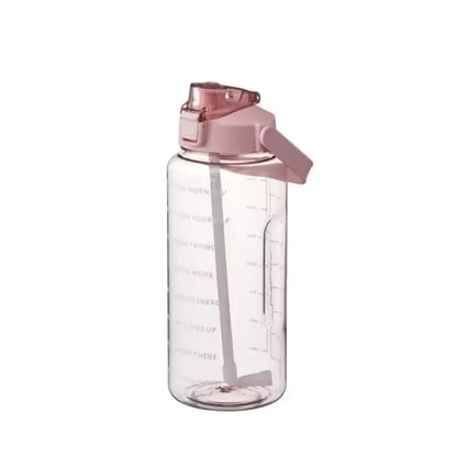 2 Liter Trinkflasche mit Zeitmarkierung & Strohhalm - Motivations-Wasserflasche für Sport & Fitness