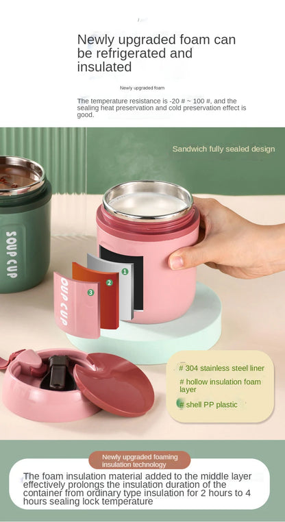 Thermische Edelstahl Lunchbox - Doppelwandig isoliert für Büro & Schule