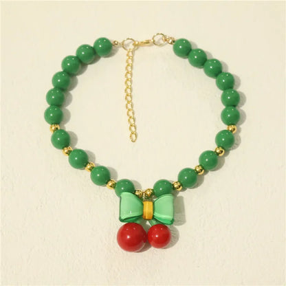 Perlen-Halsband für Haustiere – Handgefertigt, Kirsch-Design für Hunde & Katzen