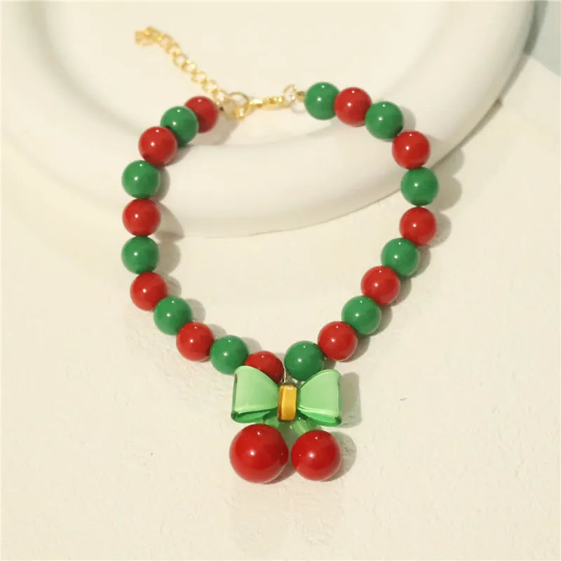 Perlen-Halsband für Haustiere – Handgefertigt, Kirsch-Design für Hunde & Katzen