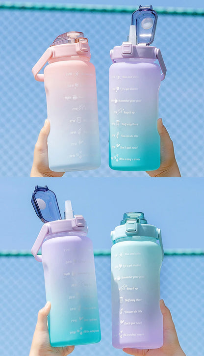 2L Sport-Trinkflasche mit Zeitmarkierung – XXL Wasserflasche für Fitness & Outdoor