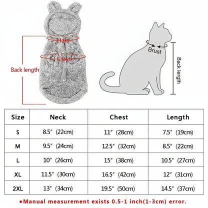 Warme Katzenkleidung Winter - Flauschiger Mantel mit Kapuze für Katzen & kleine Hunde
