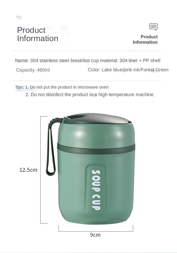 Thermische Edelstahl Lunchbox - Doppelwandig isoliert für Büro & Schule