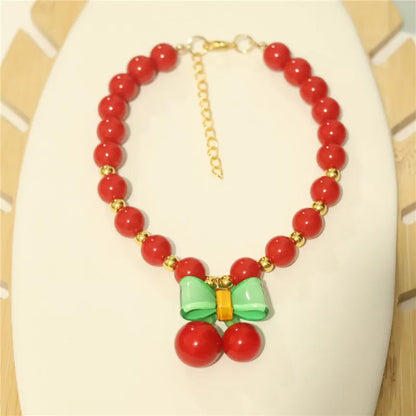 Perlen-Halsband für Haustiere – Handgefertigt, Kirsch-Design für Hunde & Katzen