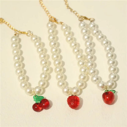 Perlen-Halsband für Haustiere – Handgefertigt, Kirsch-Design für Hunde & Katzen