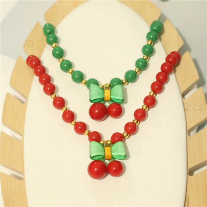 Perlen-Halsband für Haustiere – Handgefertigt, Kirsch-Design für Hunde & Katzen