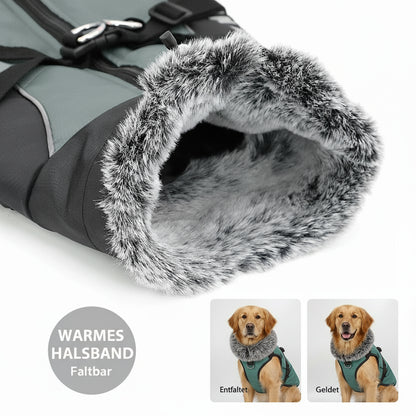Wasserdichter Wintermantel für große Hunde – mit Geschirr, warm & winddicht