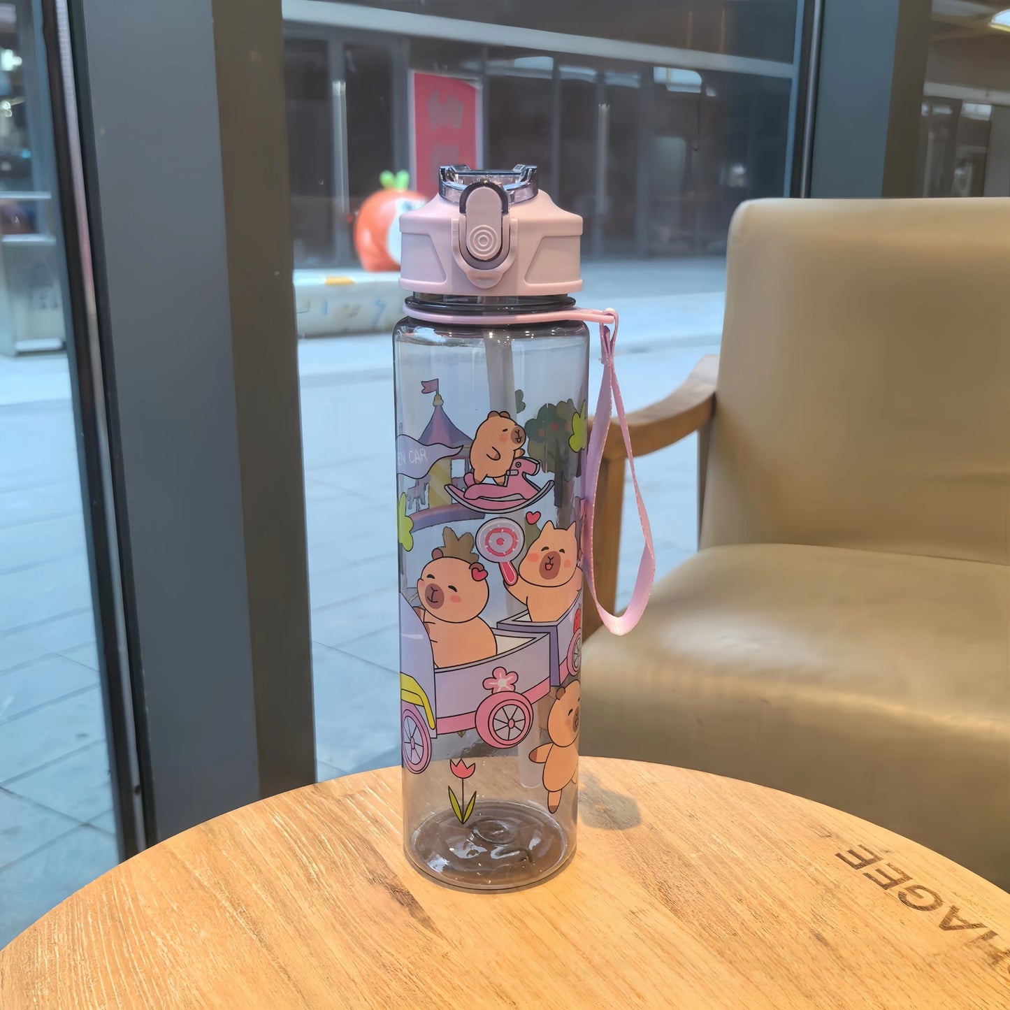 Kinder Trinkflasche 800ml mit Strohhalm – Auslaufsicher & BPA-frei | Cartoon Design