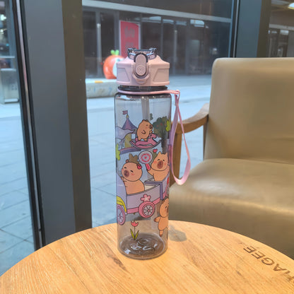 Kinder Trinkflasche 800ml mit Strohhalm – Auslaufsicher & BPA-frei | Cartoon Design