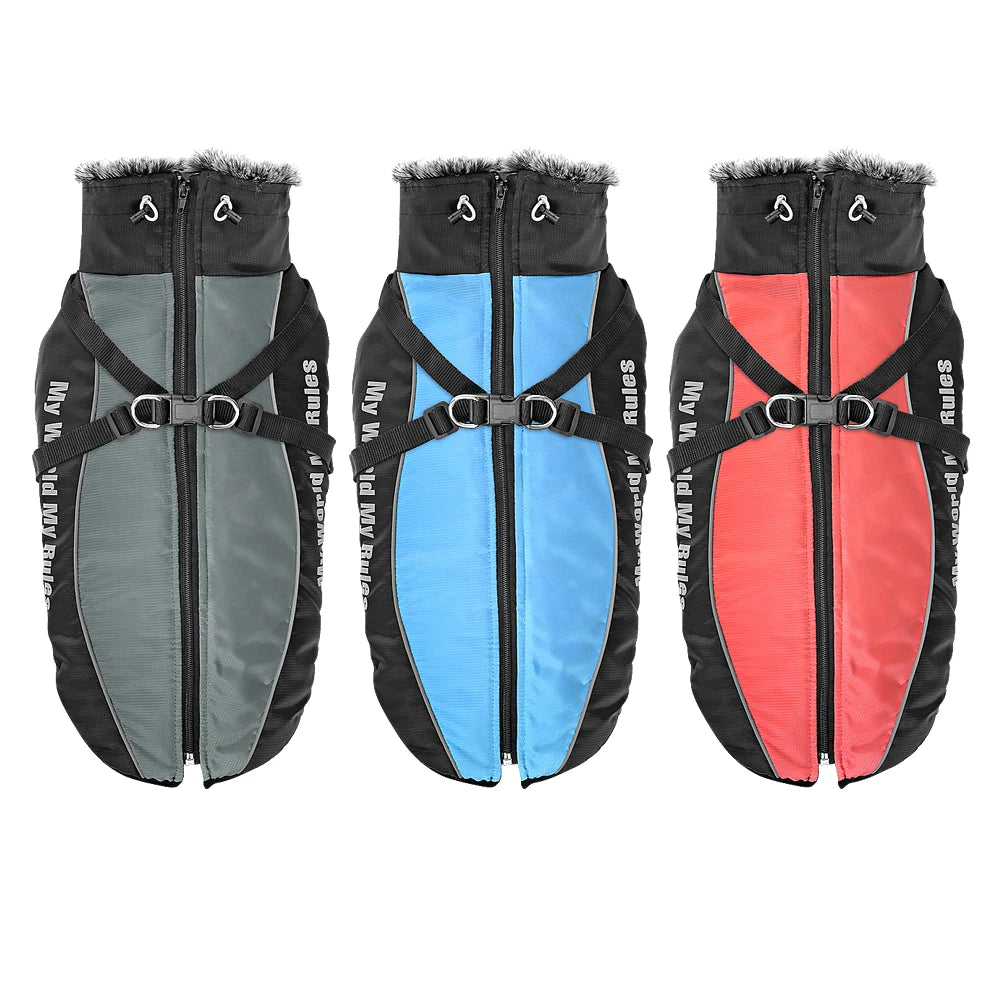 Wasserdichter Wintermantel für große Hunde – mit Geschirr, warm & winddicht