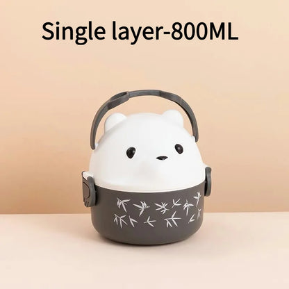 Bento Lunchbox mit Bären-Design - Japanische Lunchbox mit Löffel