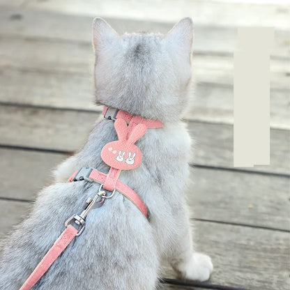 Verstellbares Katzengeschirr mit Leine – Cartoon-Design für Kätzchen & Welpen