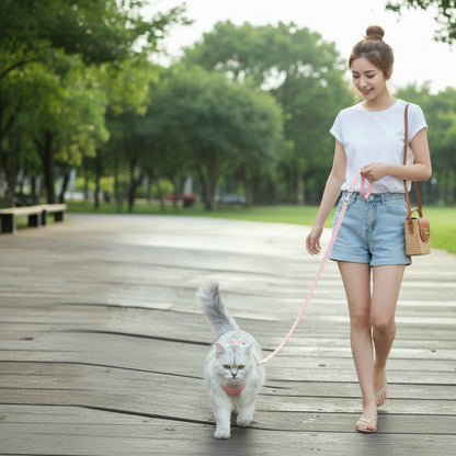 Verstellbares Cartoon-Geschirr mit Leine – Komfortable Halsung für Katzen & kleine Hunde