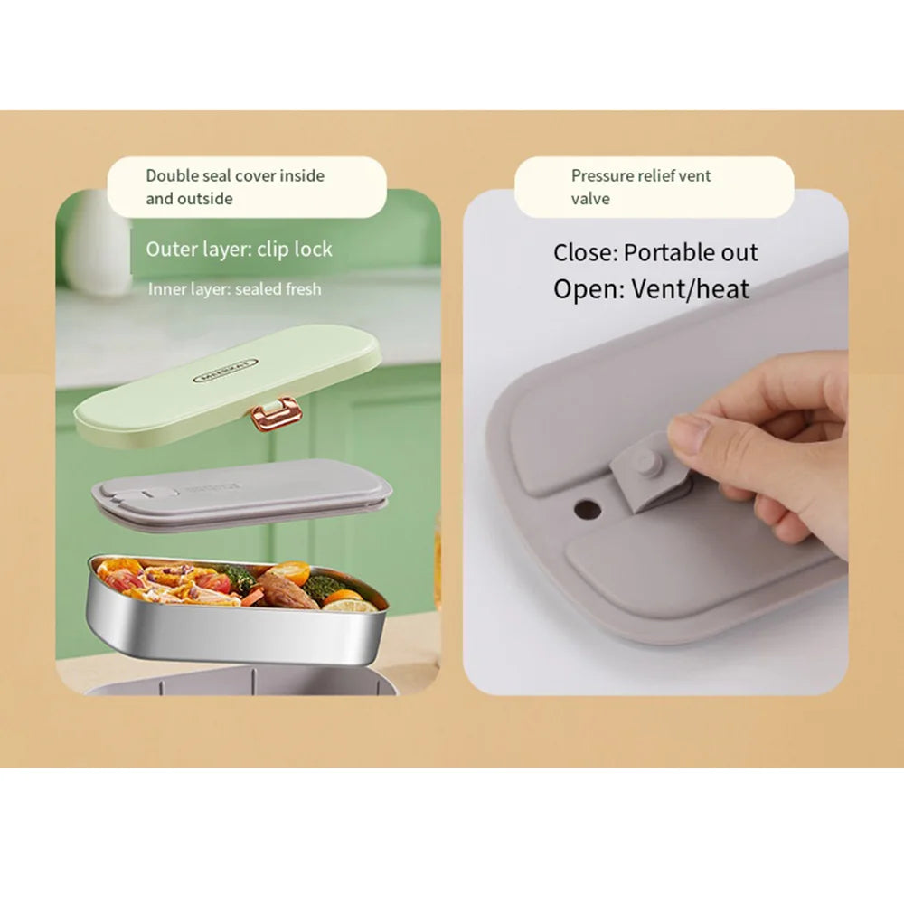 Elektrische Lunchbox - Warmhaltefunktion ohne Wasser | Edelstahl