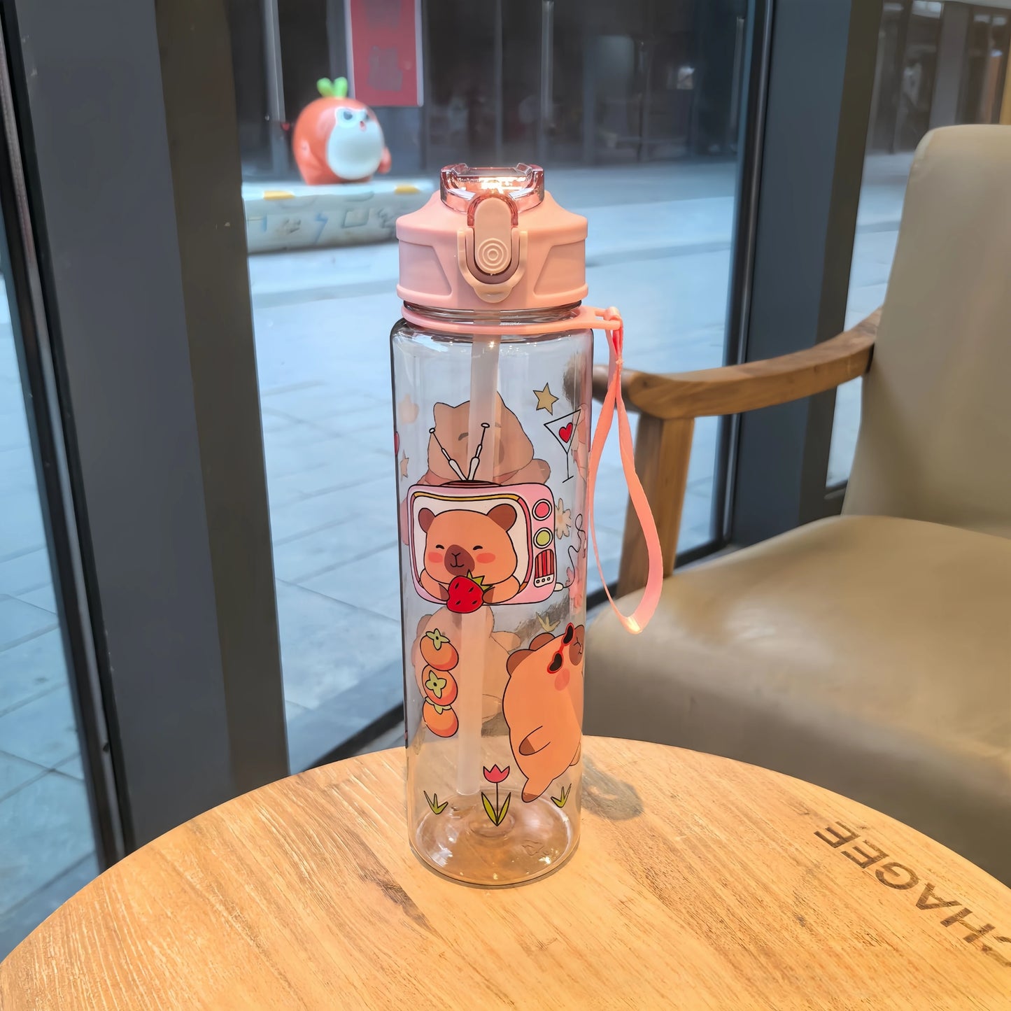 Kinder Trinkflasche 800ml mit Strohhalm – Auslaufsicher & BPA-frei | Cartoon Design