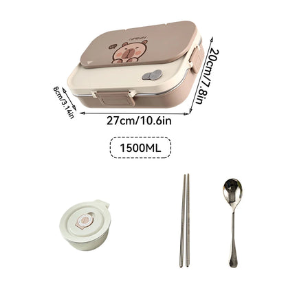 Edelstahl Lunchbox 4-Fächer mit Besteck – Auslaufsicher für Kinder & Schule